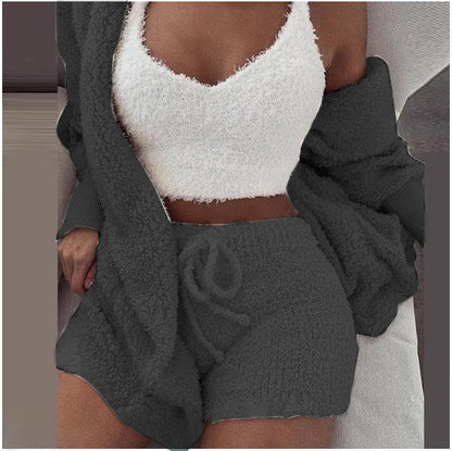 Fluffy Three Piece Set Lounge Sexy Outfits