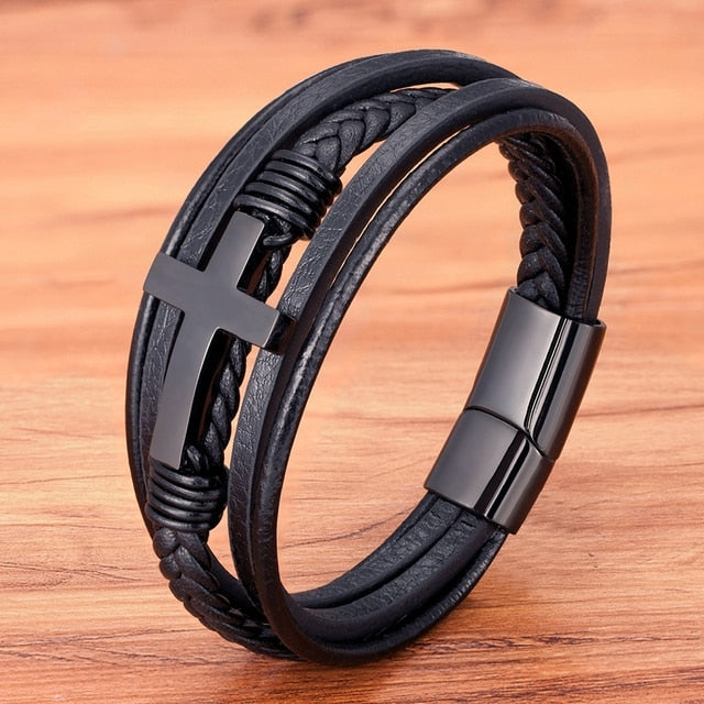 Clasp Stitching Men's Leather Bracelet