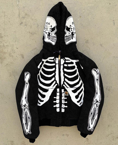 Men's Skeleton Hoodie Custom Full Face Zip