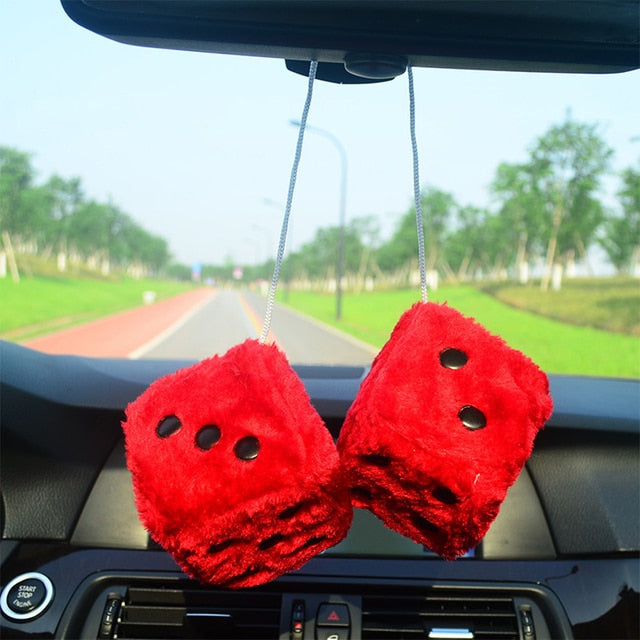 Fuzzy Plush Dice Car Accessory