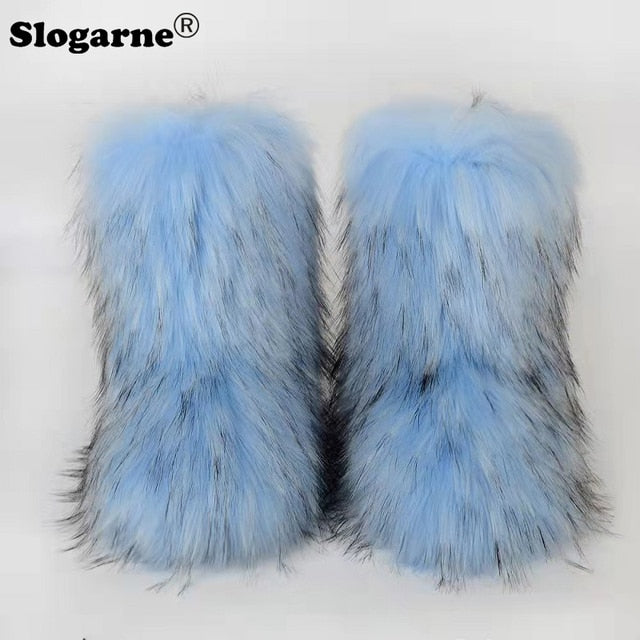 Fluffy Fox Fur Boots