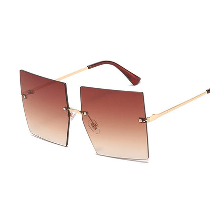 Oversized Rimless Square Sunglasses