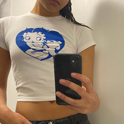 Cute Cartoon Print Women Crop Tops