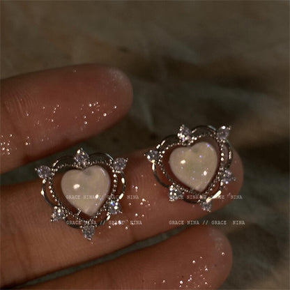 Peach Heart Stud Earrings