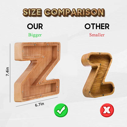 Twenty-Six Letter Wooden Piggy Bank