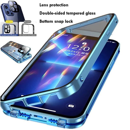 Double Sided Glass Snap Lock Case For iPhones