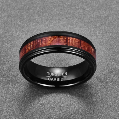 Black Wooden Tungsten Carbide Ring