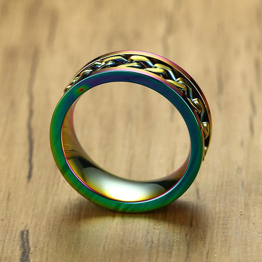 Multicolored Stainless Steel Spinner Ring