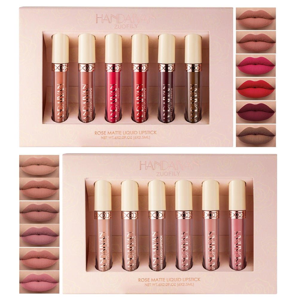 6PC Matte Velvet Lip Gloss Set