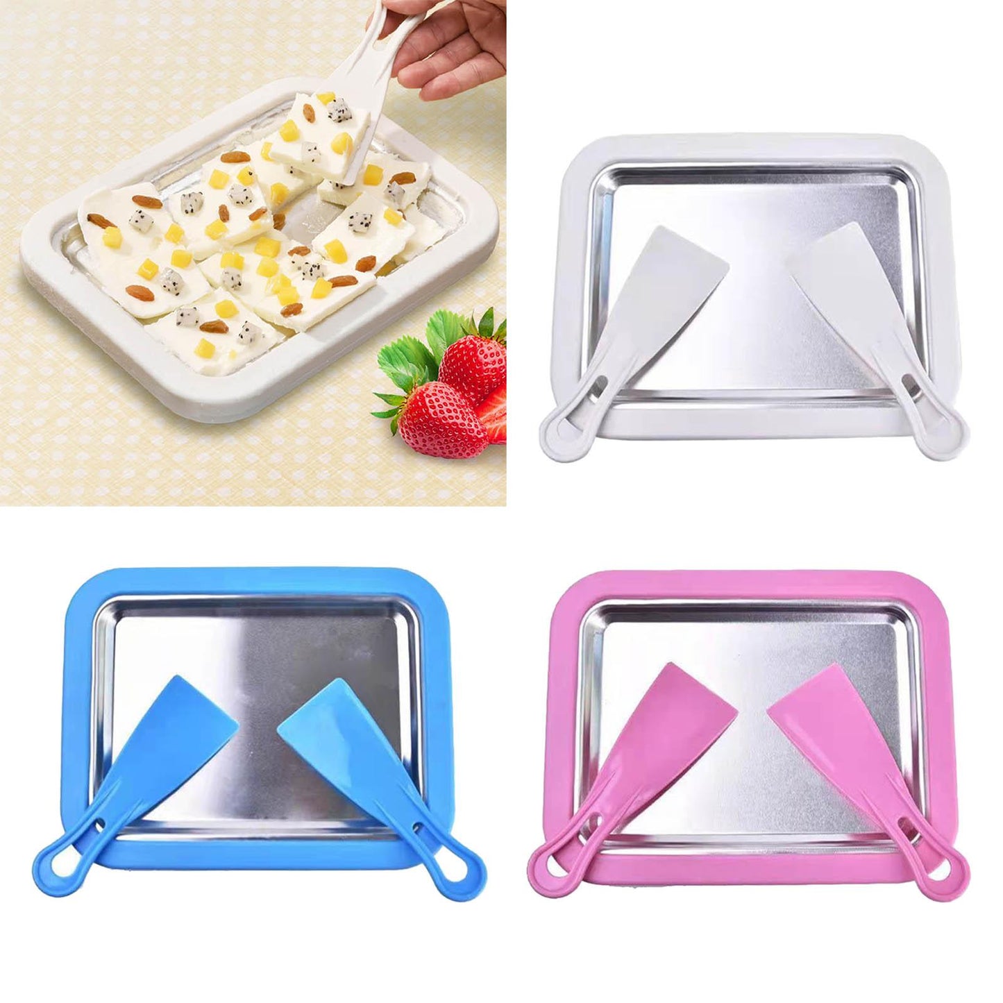 Ice Cream Roller Plate with 2 Spatulas