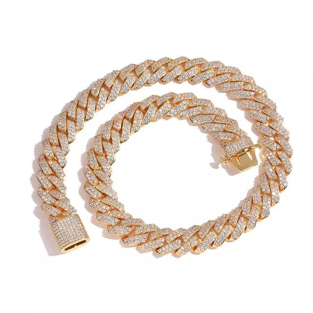 Gold Plated Iced Out Chain for Men and Women Cuban Chain Necklace