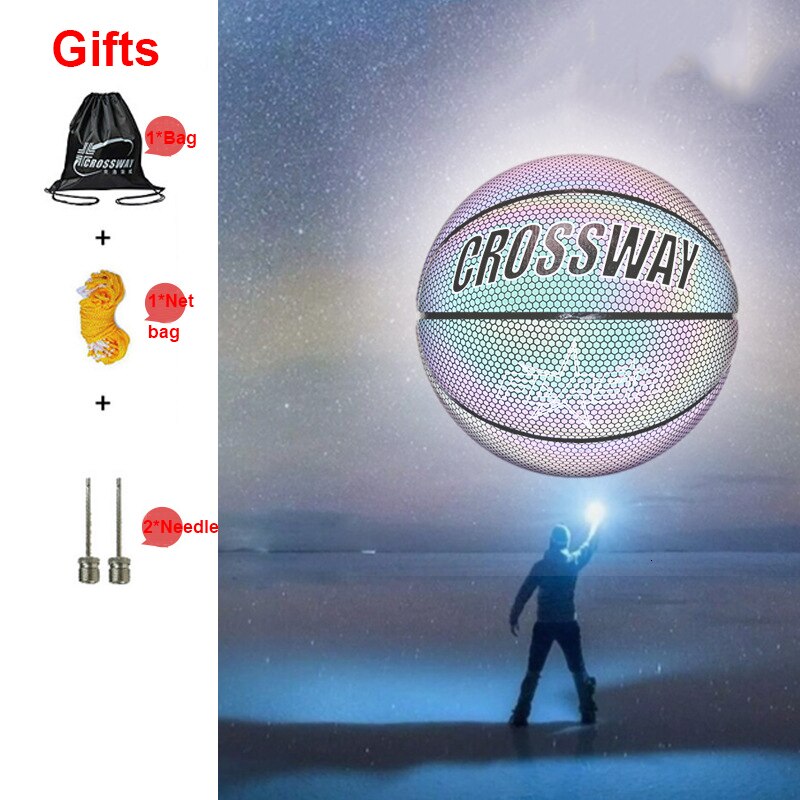 Holographic Reflective Basketball Ball Wear-Resistant Luminous Night